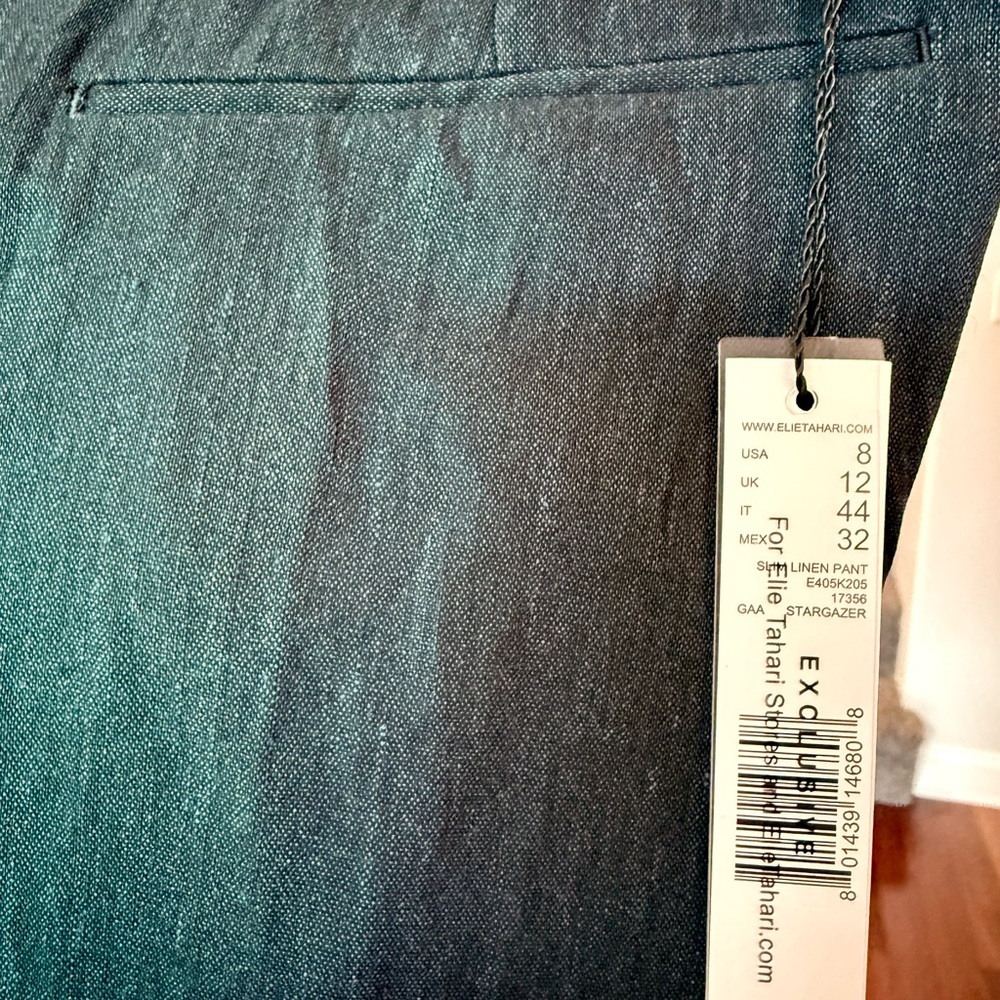 NWT Elie Tahari Linen Blend Navy Pants - Picture 6 of 8